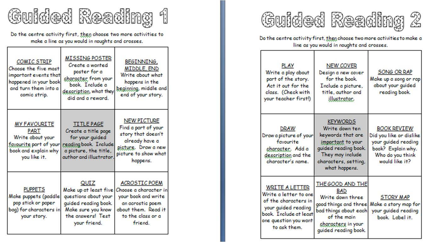 Reading activities book reports